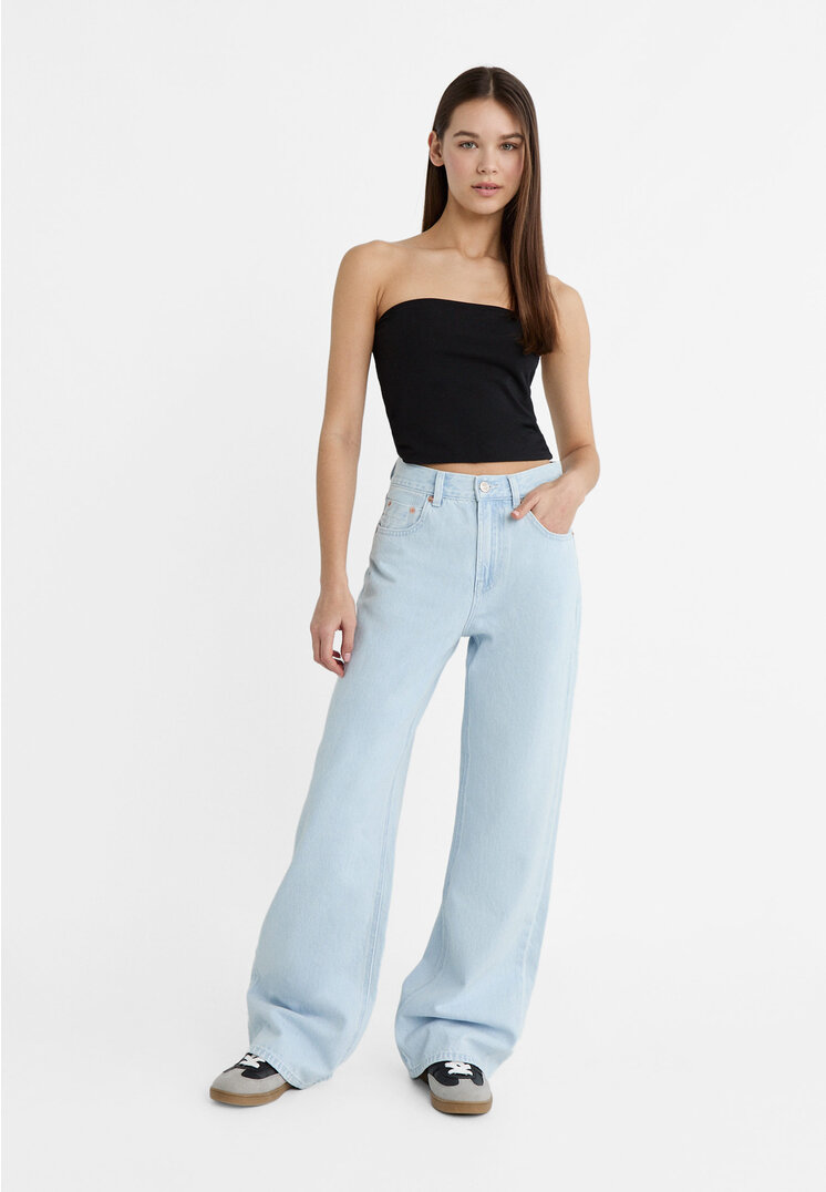 Stradivarius D99 Wide leg jeans  Blue denim 4