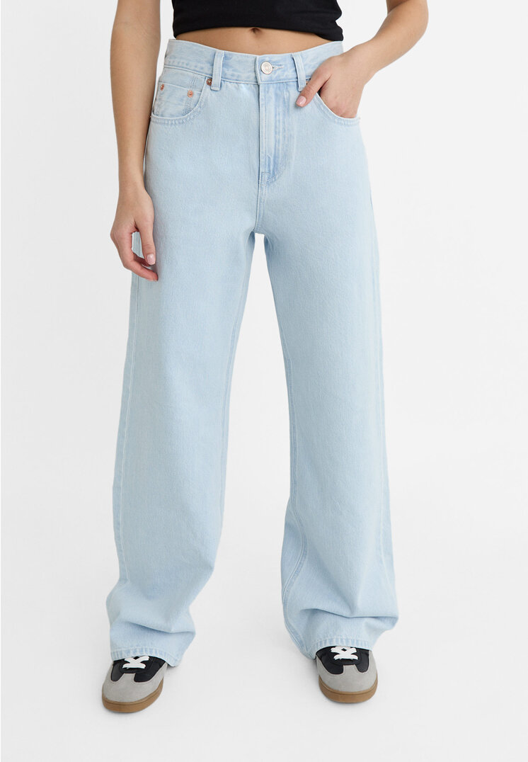 Stradivarius D99 Wide leg jeans  Blue denim 4
