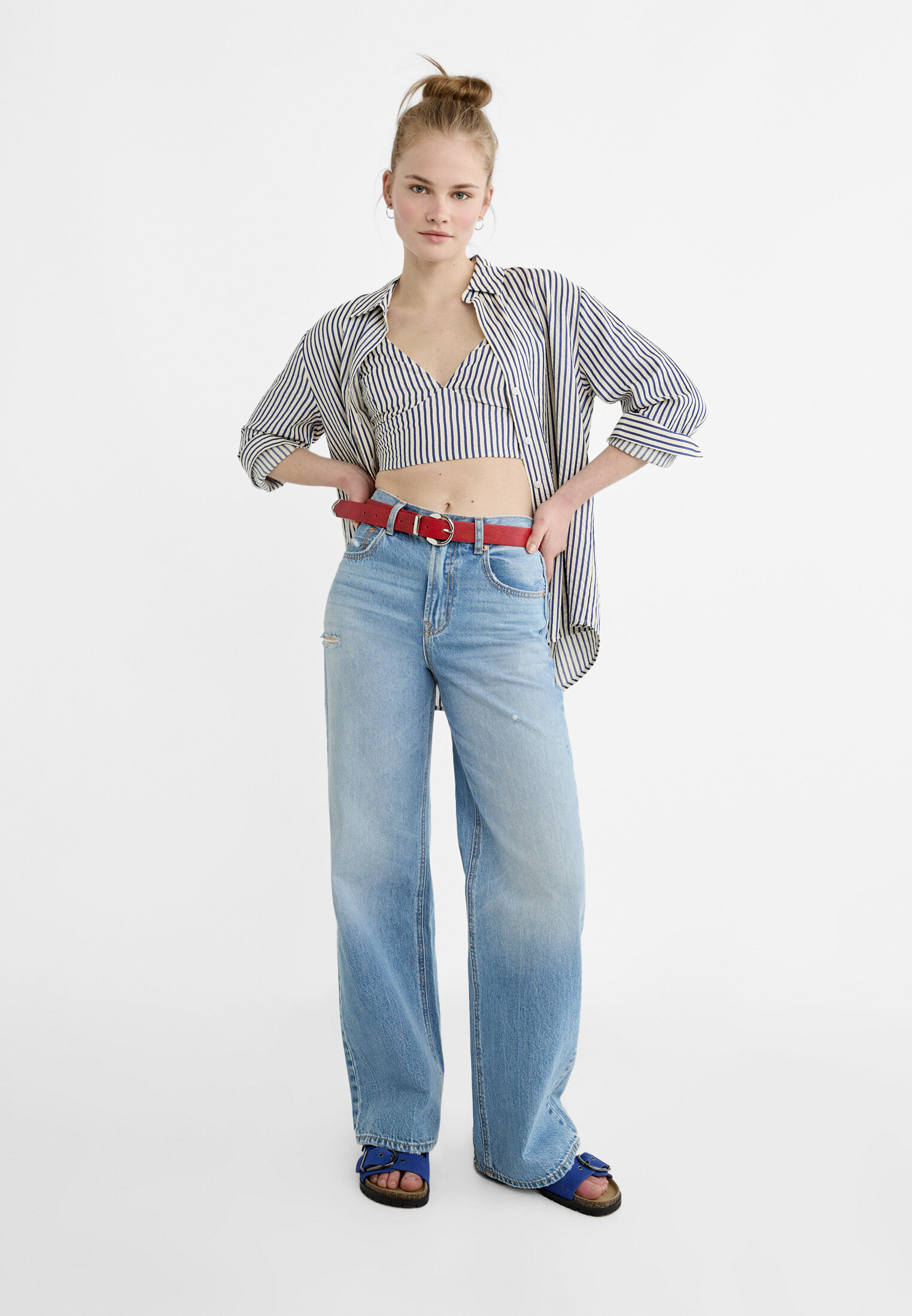 Stradivarius wide hot sale leg jeans