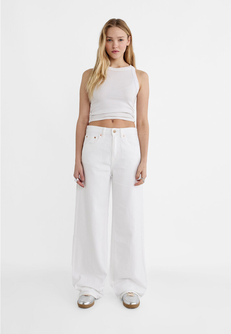 

Stradivarius D99 Wide-Leg-Jeans Weiß 34