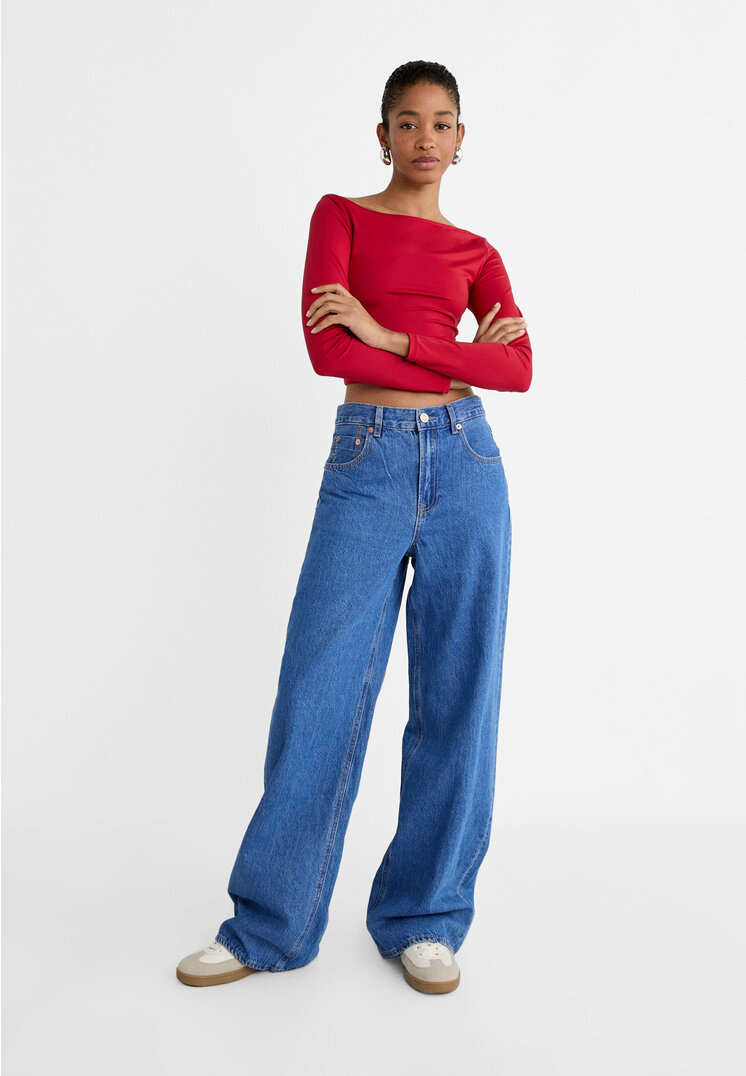Stradivarius D99 Jeans wide loose  Blu fiordaliso 40