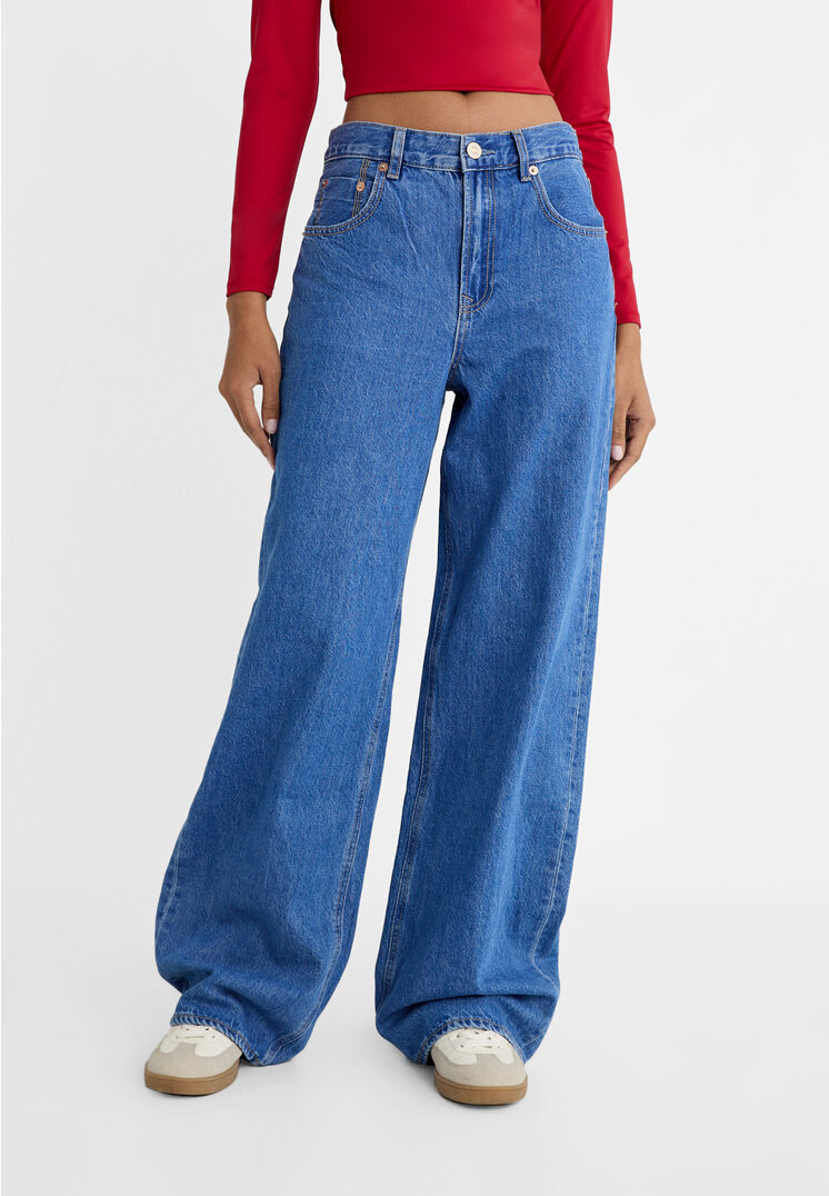 Stradivarius D99 Jeans wide loose  Blu fiordaliso 40
