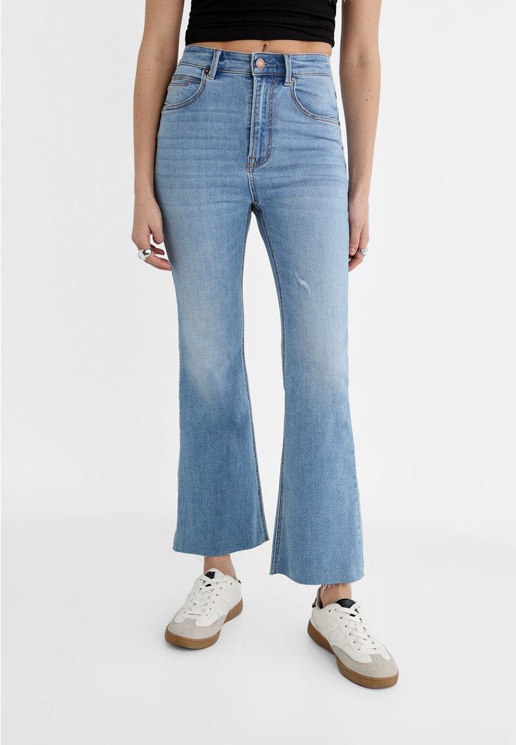 Stradivarius D78 cropped flared jeans  Medium light blue Denim 8