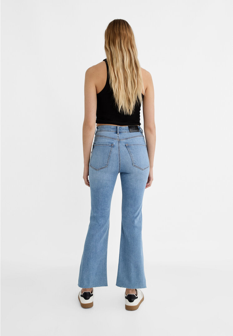 Stradivarius D78 cropped flared jeans  Medium light blue Denim 8