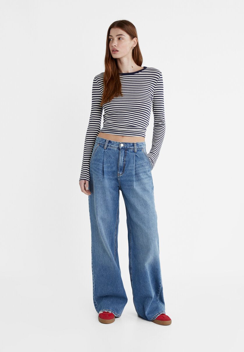 Straight-Fit-Jeans mit Bundfalten