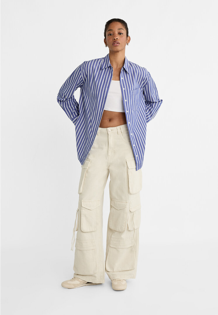 

Stradivarius Cargohose Twill Mehfach-Taschen Ecru 36