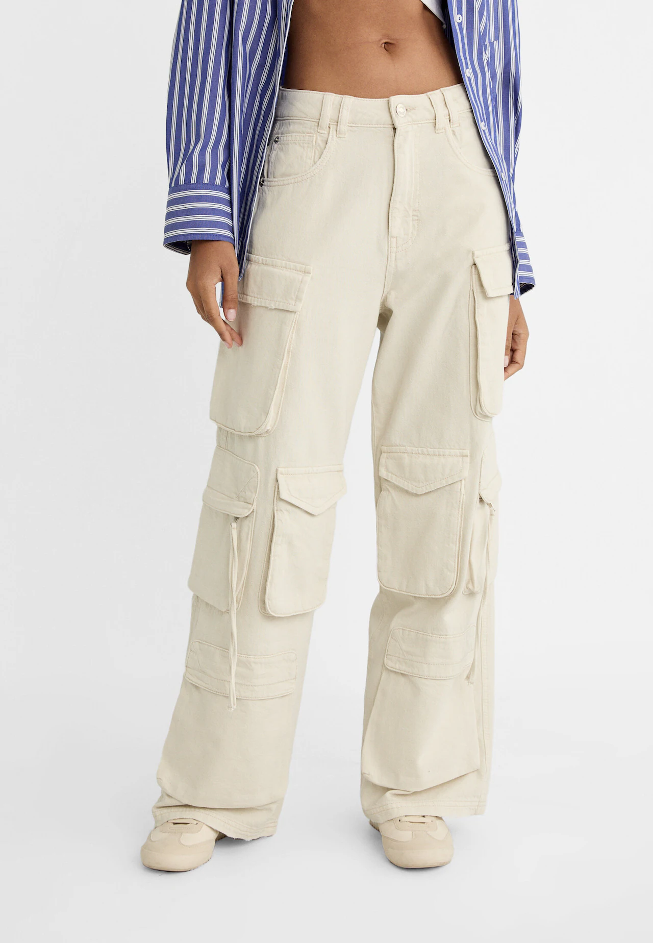 Twill cargo trousers with multiple pockets