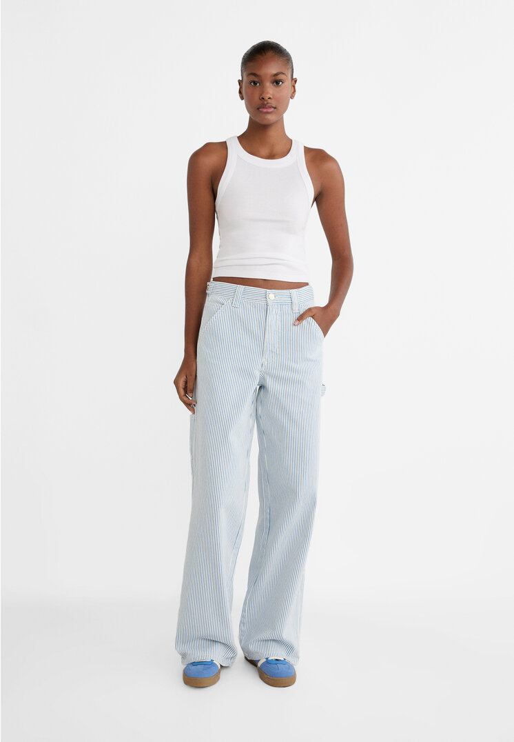 

Stradivarius Jeans Straight-Fit Workwear verstellbar Weiß 38