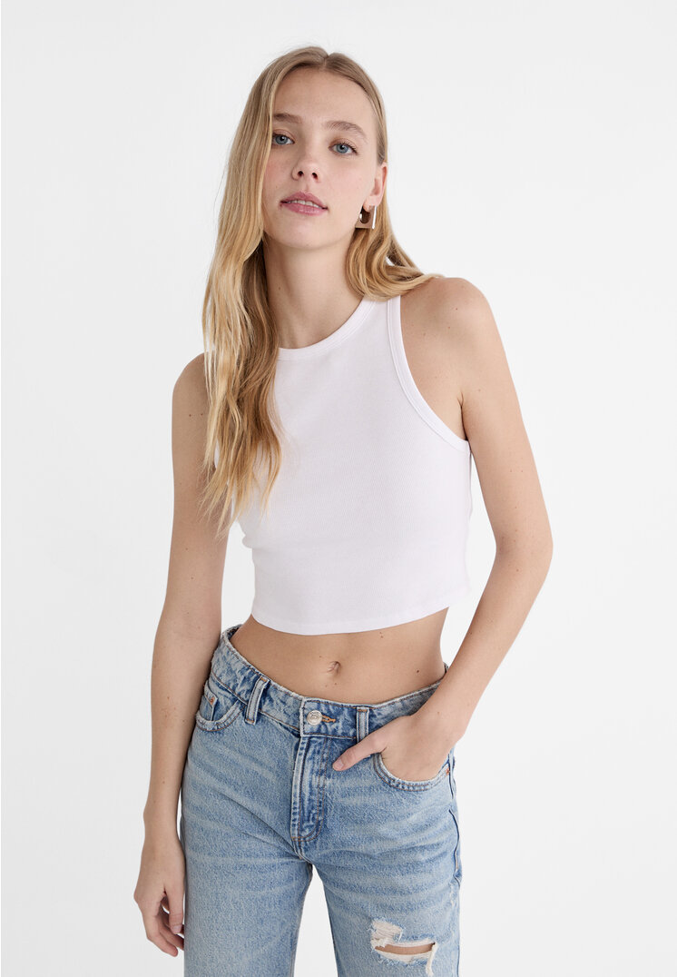 Stradivarius Ripped straight-leg jeans  Blue denim 12