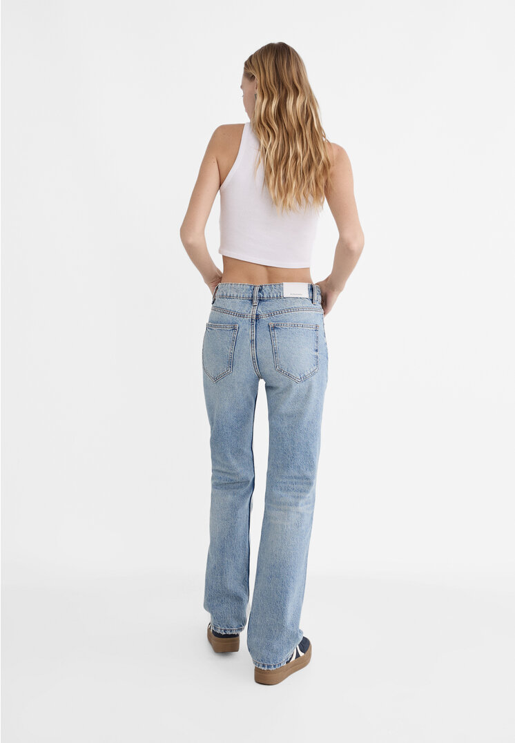 Stradivarius Ripped straight-leg jeans  Blue denim 12