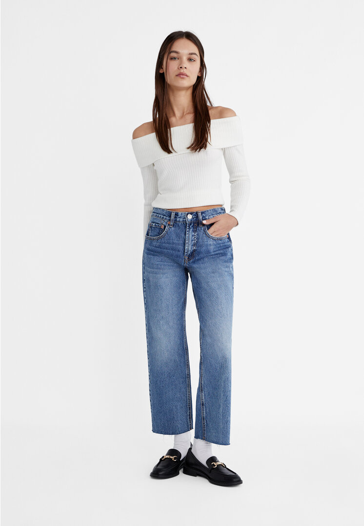 Stradivarius Jeans straight fit cropped Denim 36