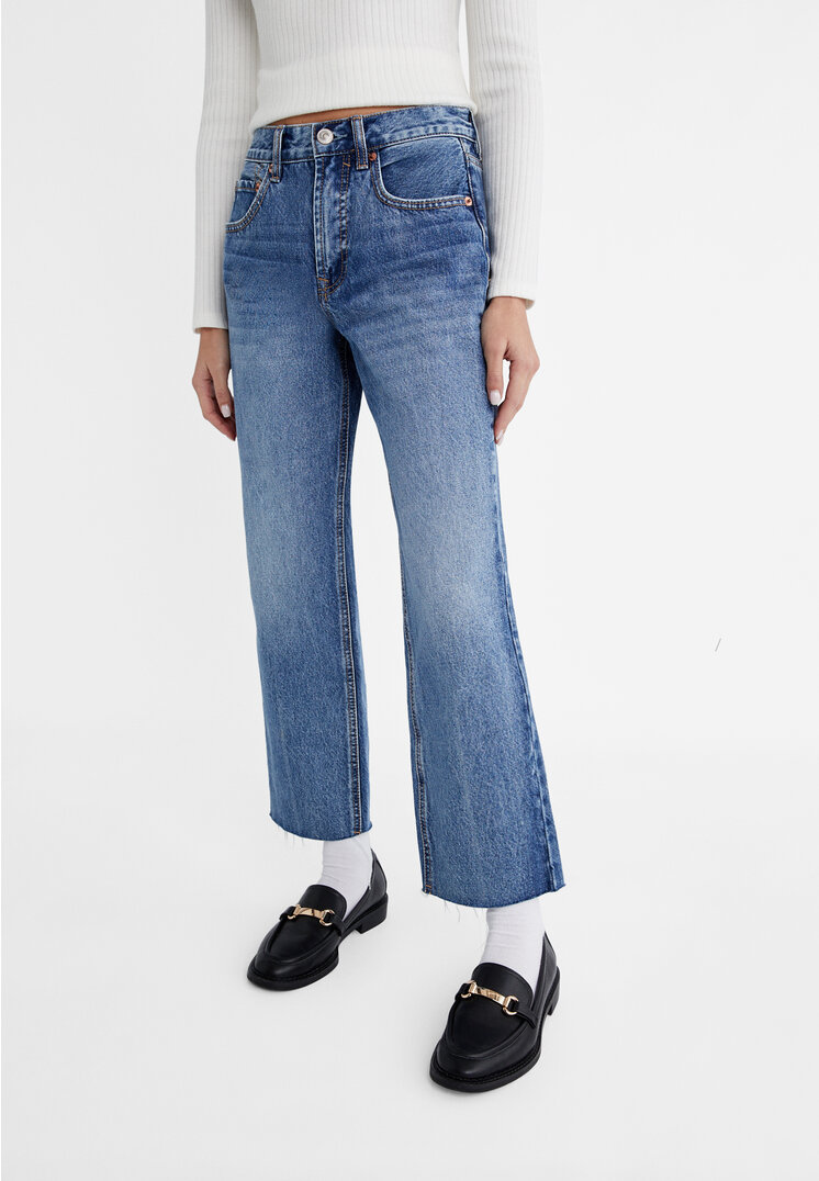 Stradivarius Jeans straight fit cropped Denim 36