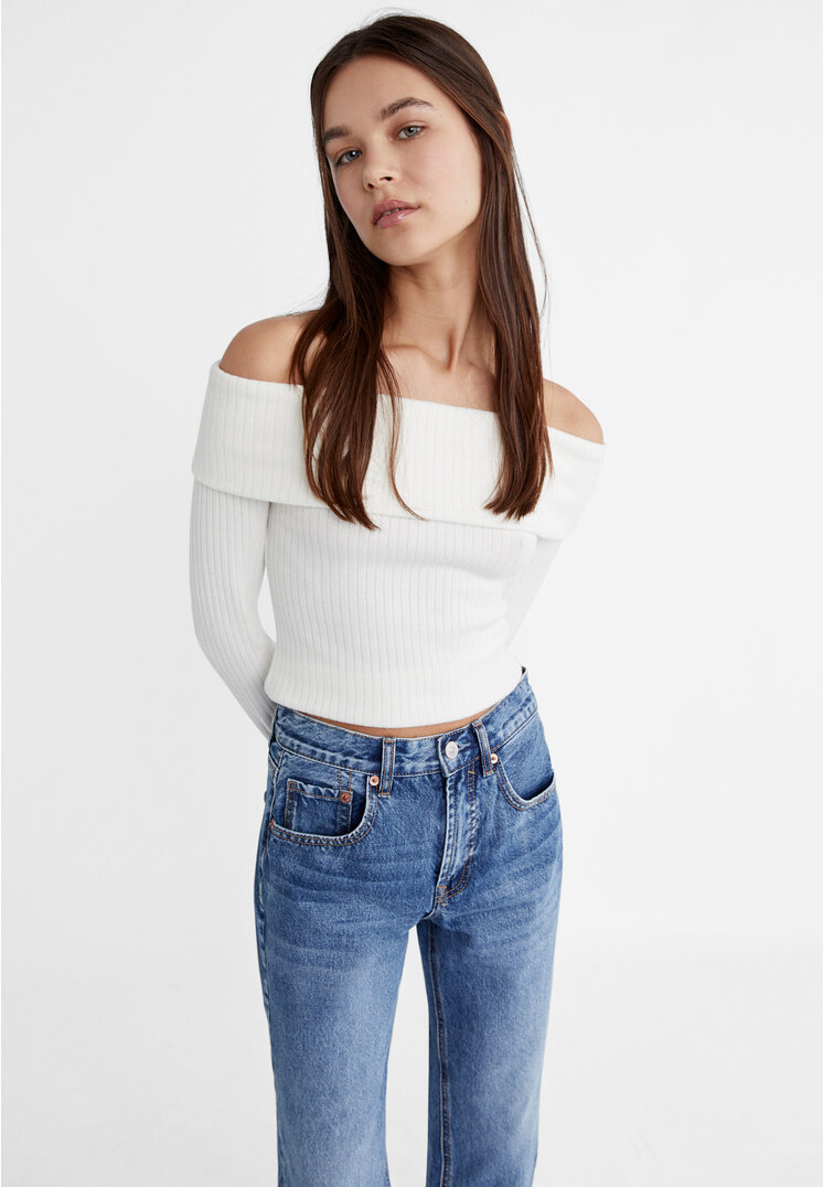 Stradivarius Jeans straight fit cropped Denim 36
