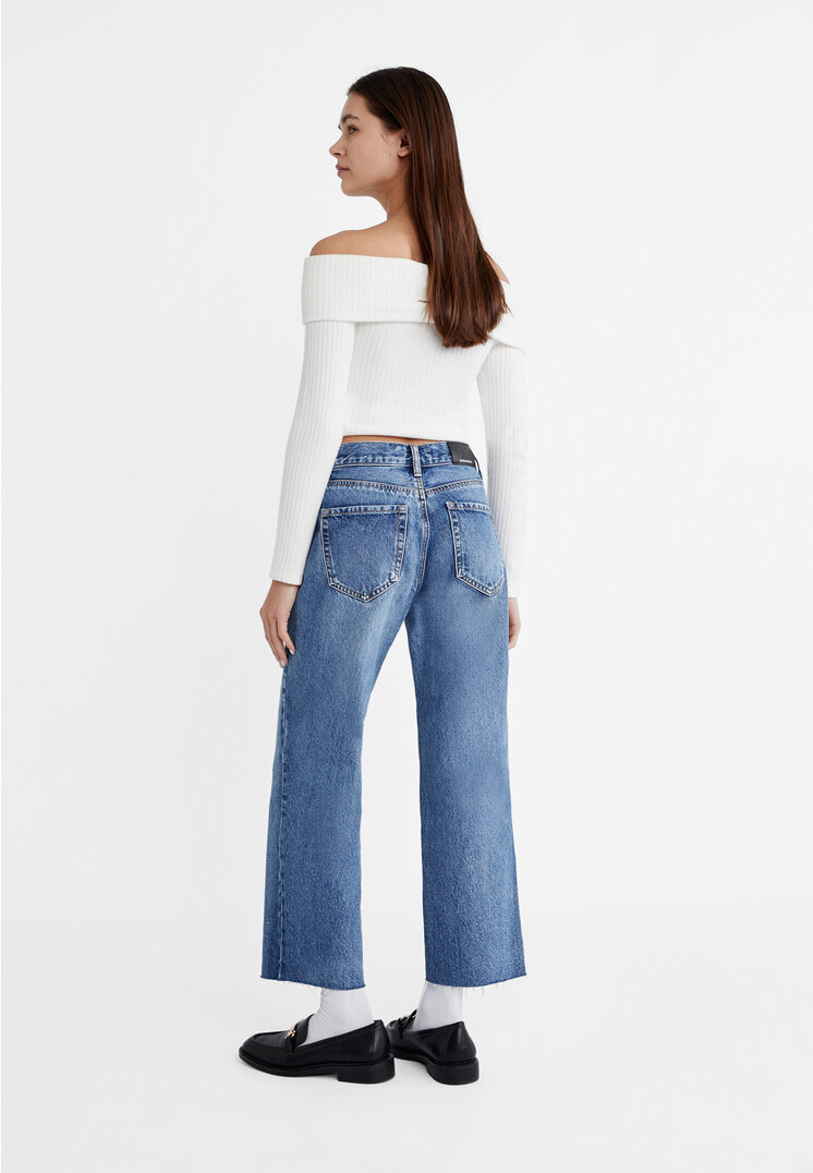 Stradivarius Jeans straight fit cropped Denim 36