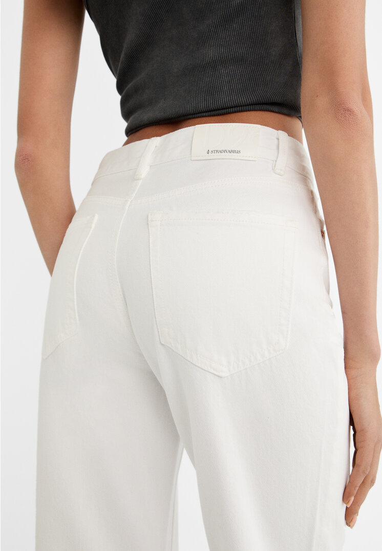 Stradivarius D96 cropped straight-fit jeans  White 12