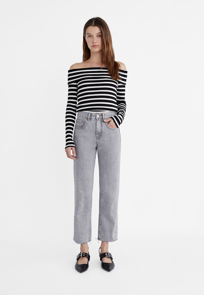 D96 cropped straight-fit jeans - Women's fashion | Stradivarius United ...