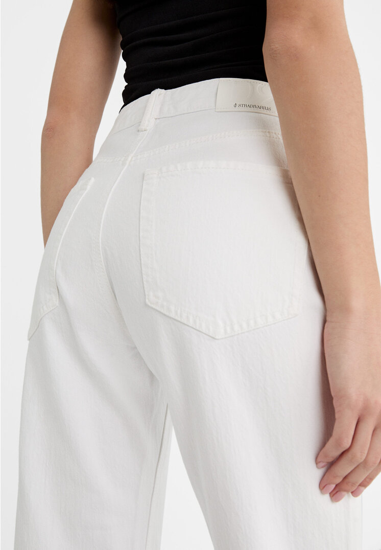Stradivarius D98 Jeans Straight effetto vintage  Bianco 44