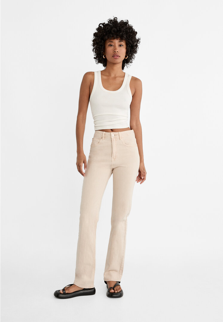 

Stradivarius D98 Straight-Fit-Jeans im Vintagelook Steingrau 42