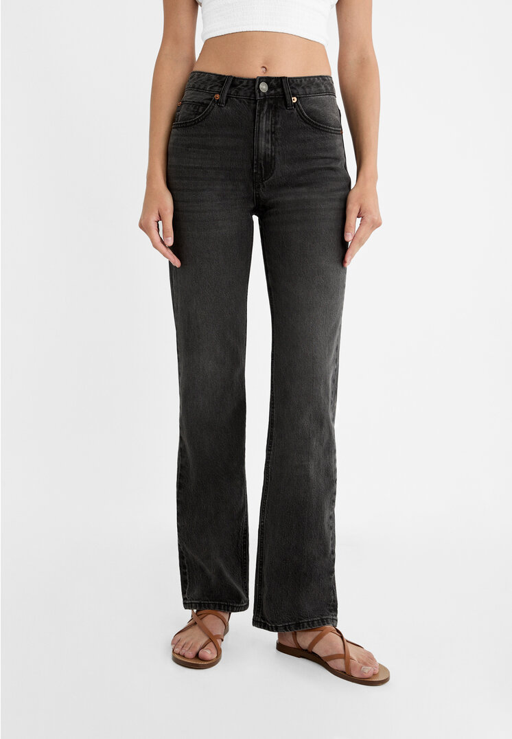 Stradivarius D98 straight-leg vintage effect jeans  Black denim 16