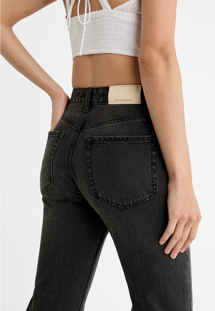 Stradivarius D98 straight-leg vintage effect jeans  Black denim 16