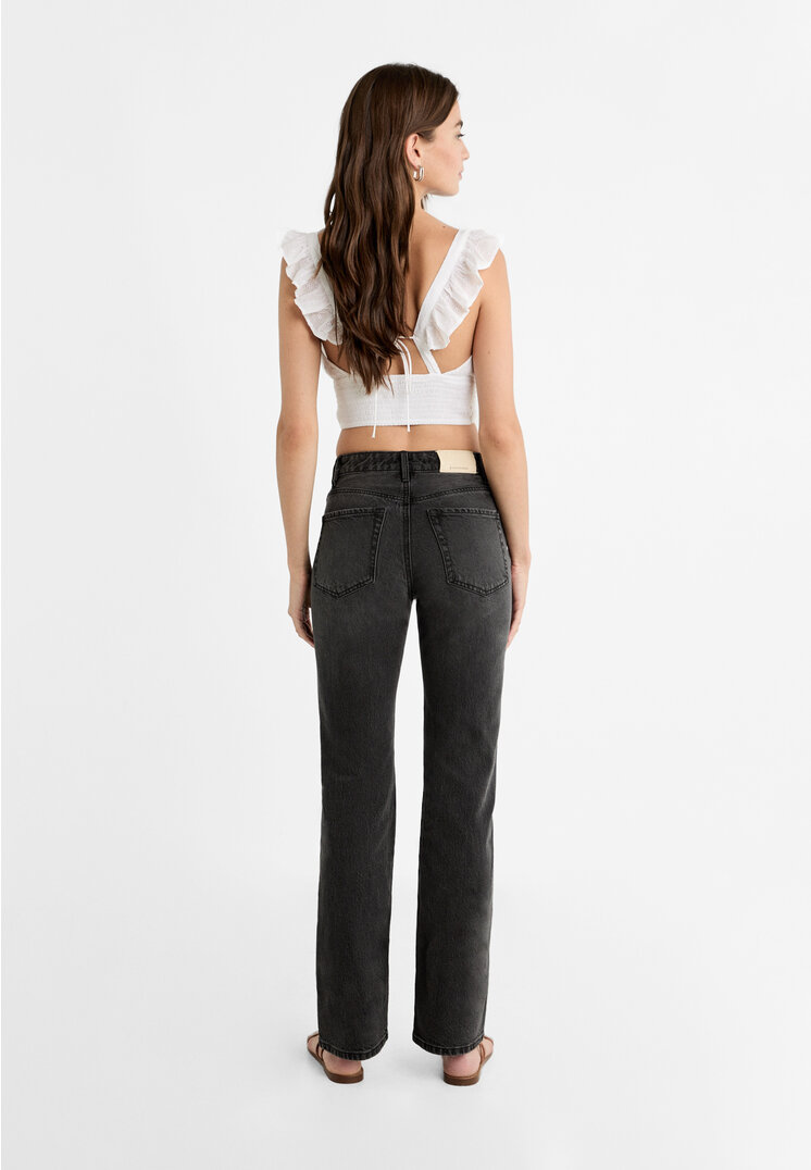 Stradivarius D98 straight-leg vintage effect jeans  Black denim 16