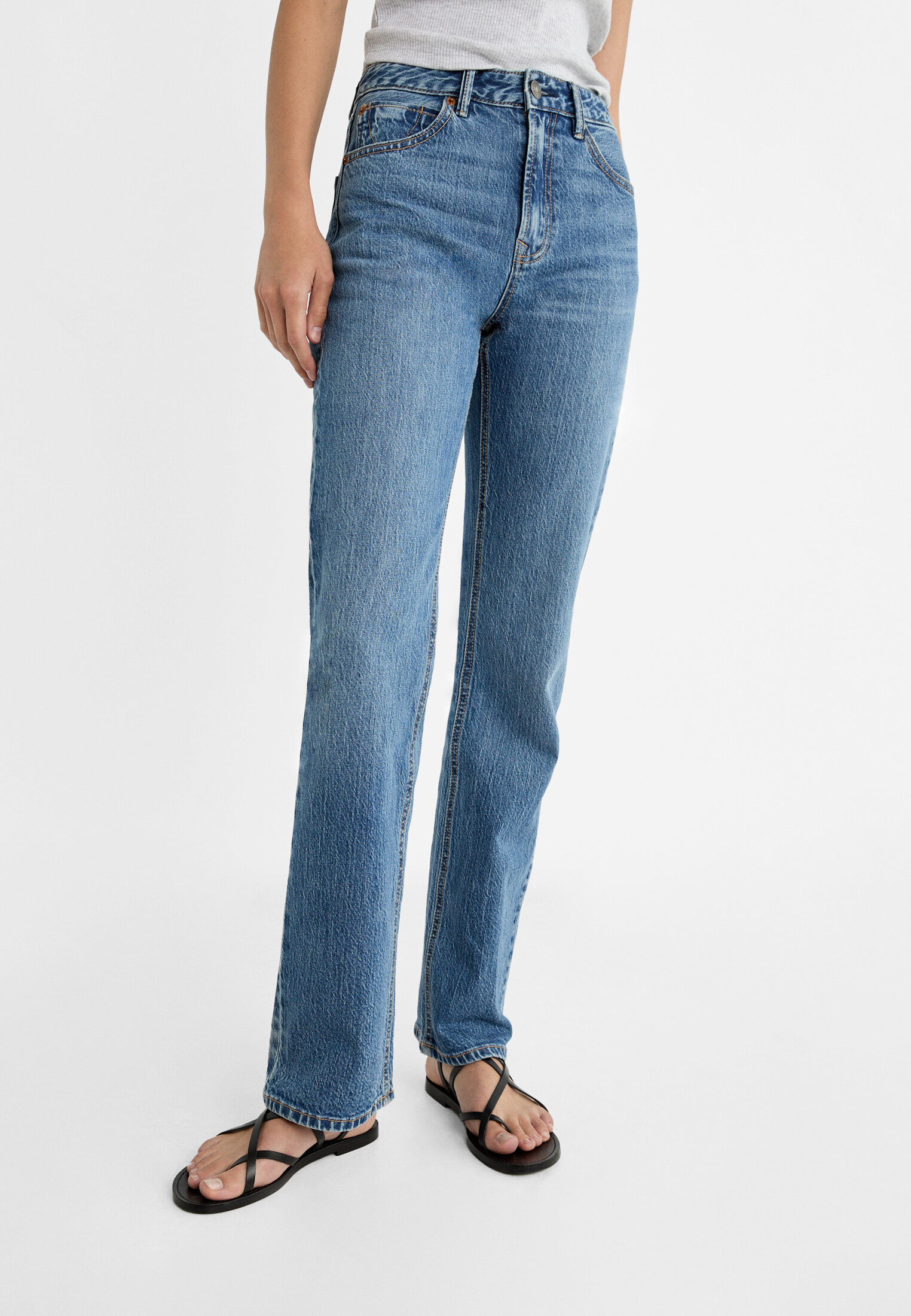 D98 straight-leg vintage effect jeans