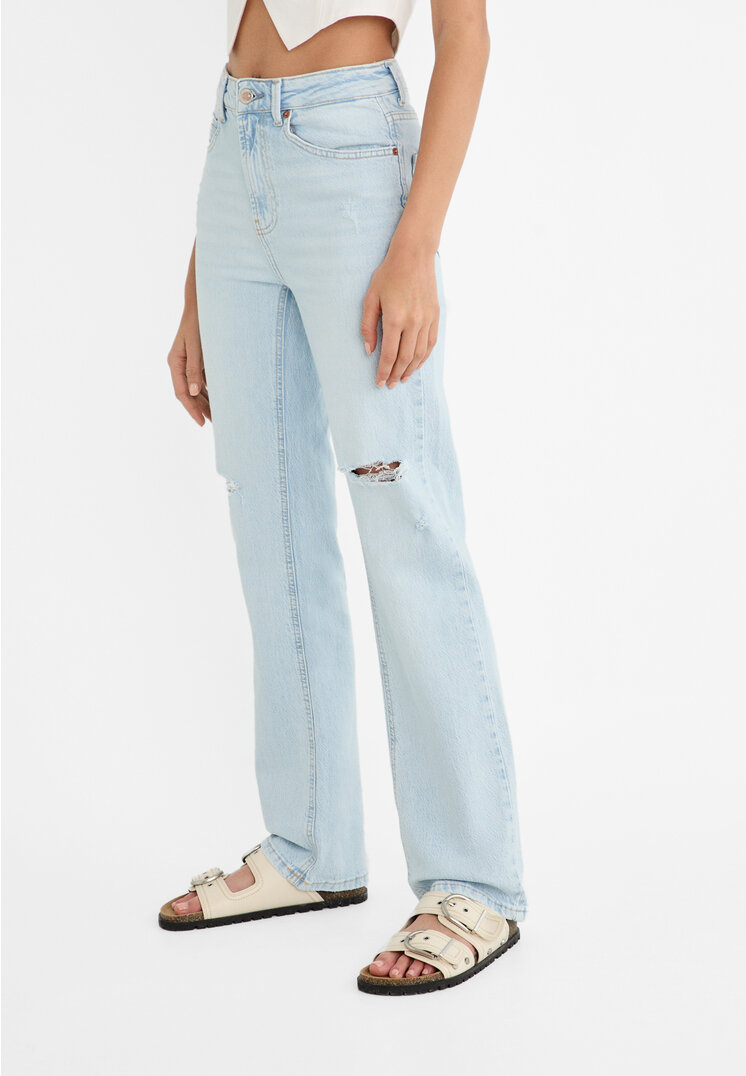 Stradivarius D98 straight-leg vintage effect jeans  Medium light blue Denim 8