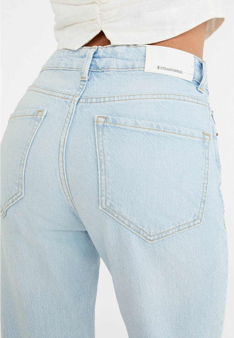 Stradivarius D98 straight-leg vintage effect jeans  Medium light blue Denim 8