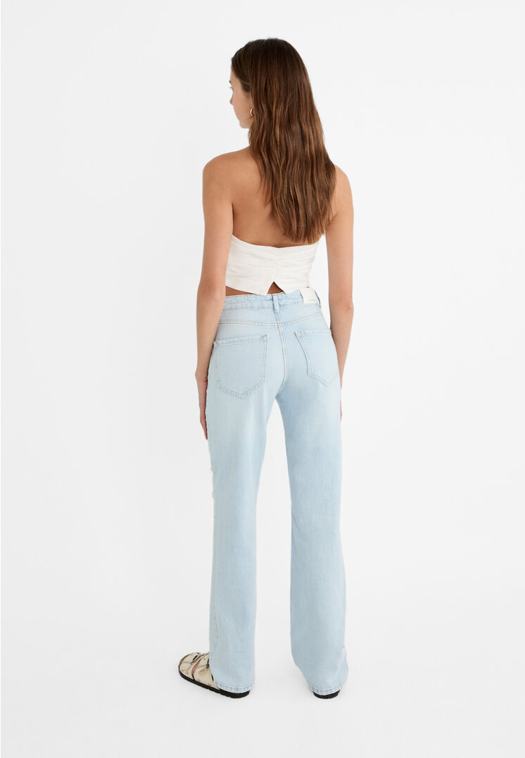 Stradivarius D98 straight-leg vintage effect jeans  Medium light blue Denim 8