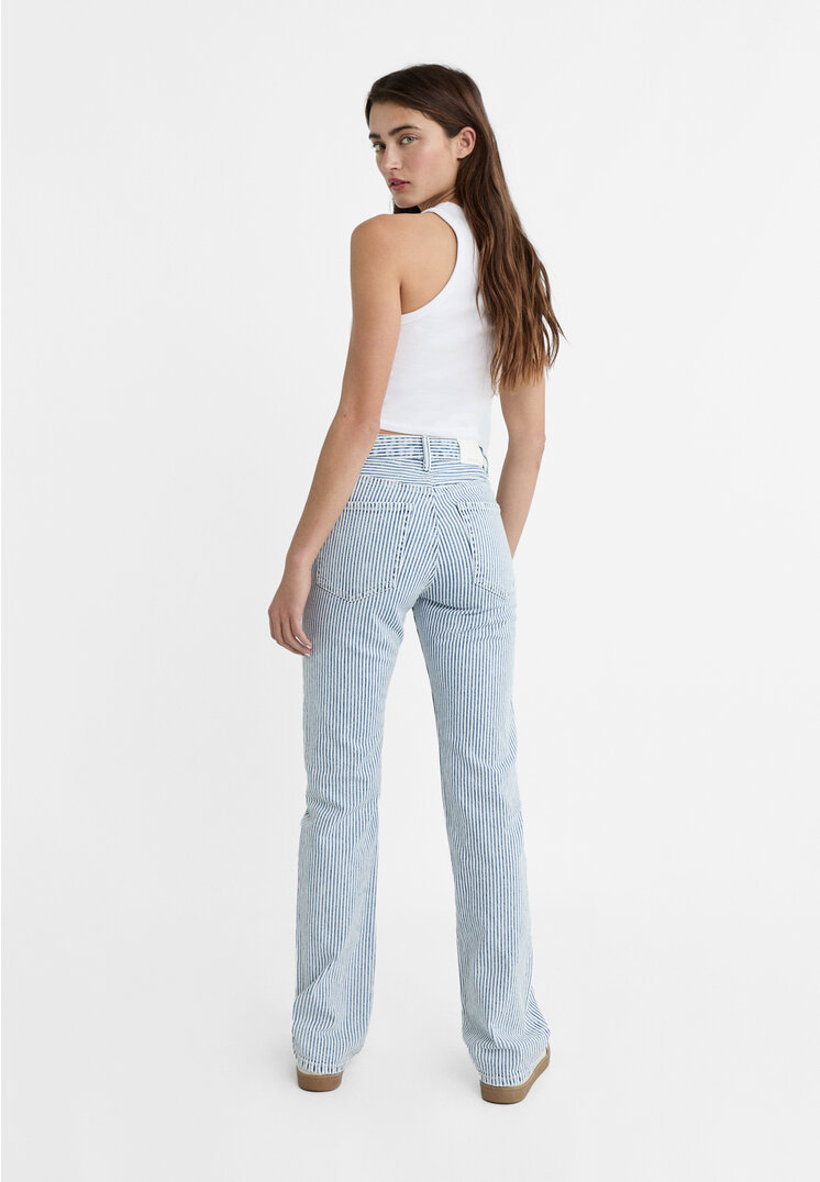 Stradivarius D98 straight-leg vintage striped jeans  Bleach Denim  10