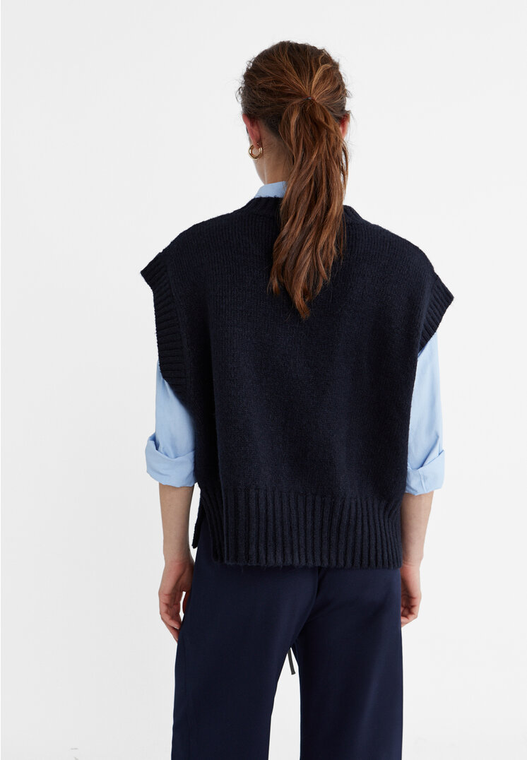 Stradivarius Soft-touch knit vest  Navy blue L