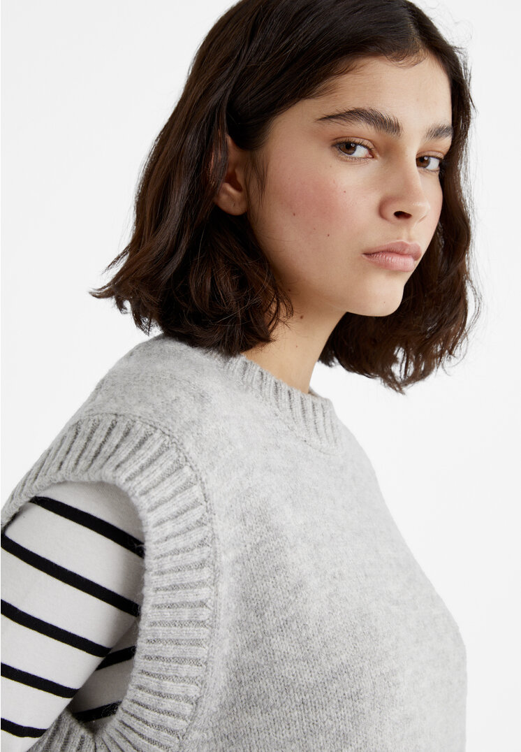 Stradivarius Gilet in tessuto morbido di maglia  Grigio melangiato L