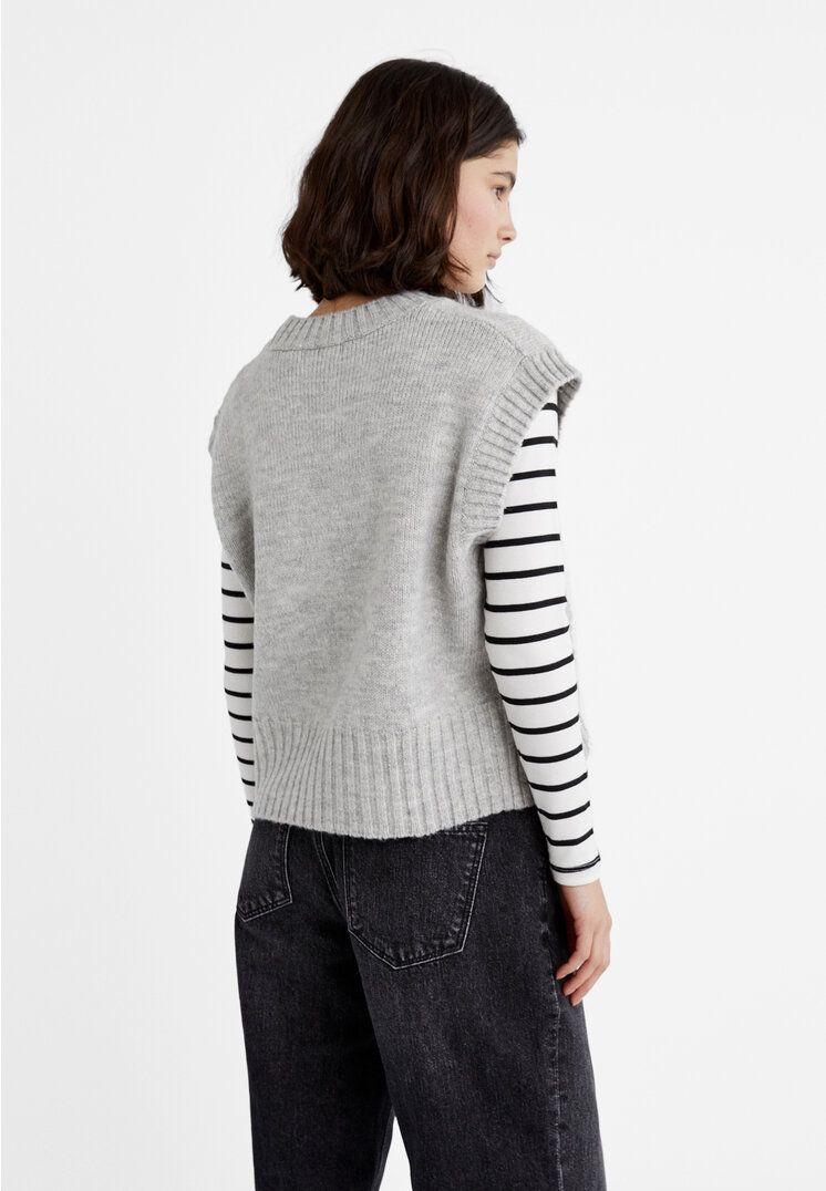 Stradivarius Gilet in tessuto morbido di maglia  Grigio melangiato L