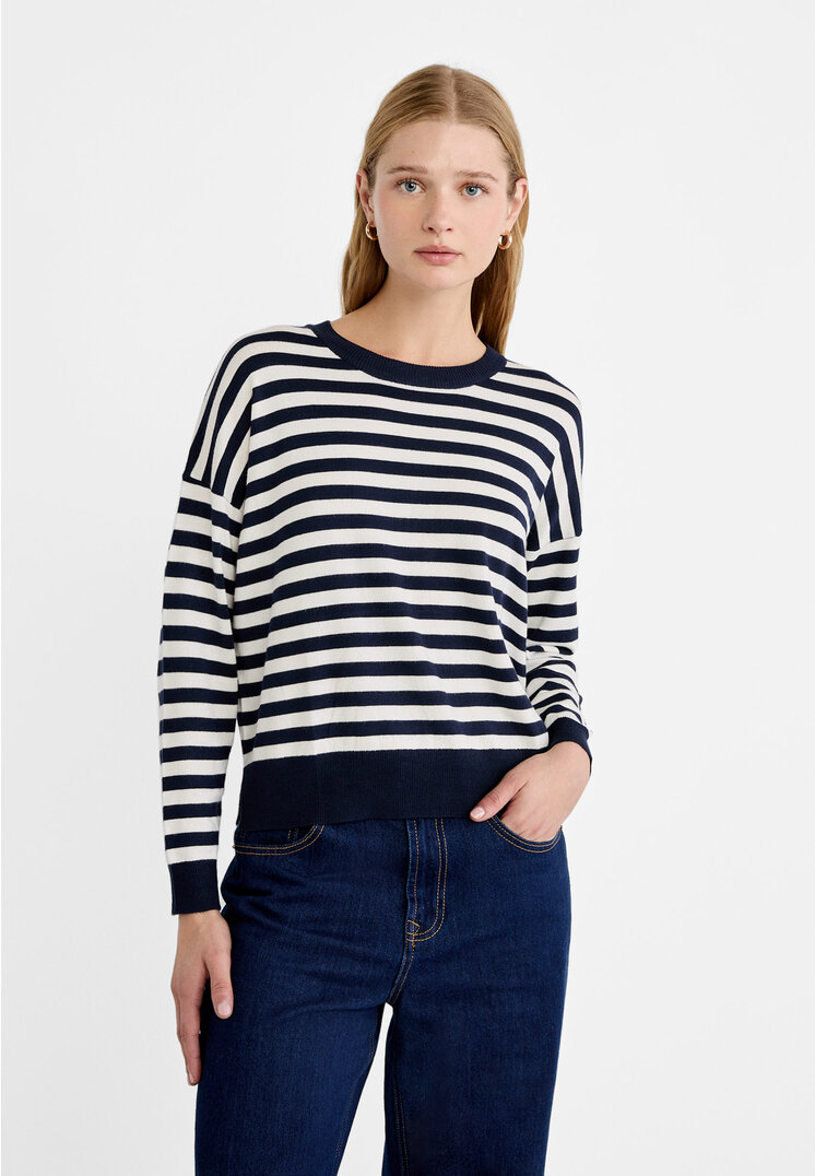 

Stradivarius Basic-Strickpullover Marineblau XL