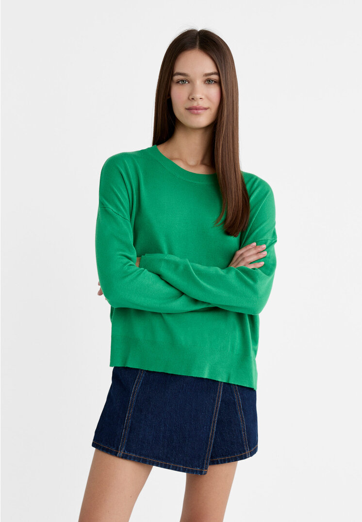 

Stradivarius Basic-Strickpullover Grün XL