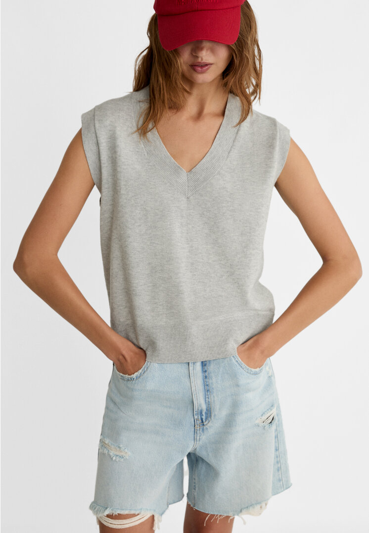 

Stradivarius Strickpullunder Grau Melange XL