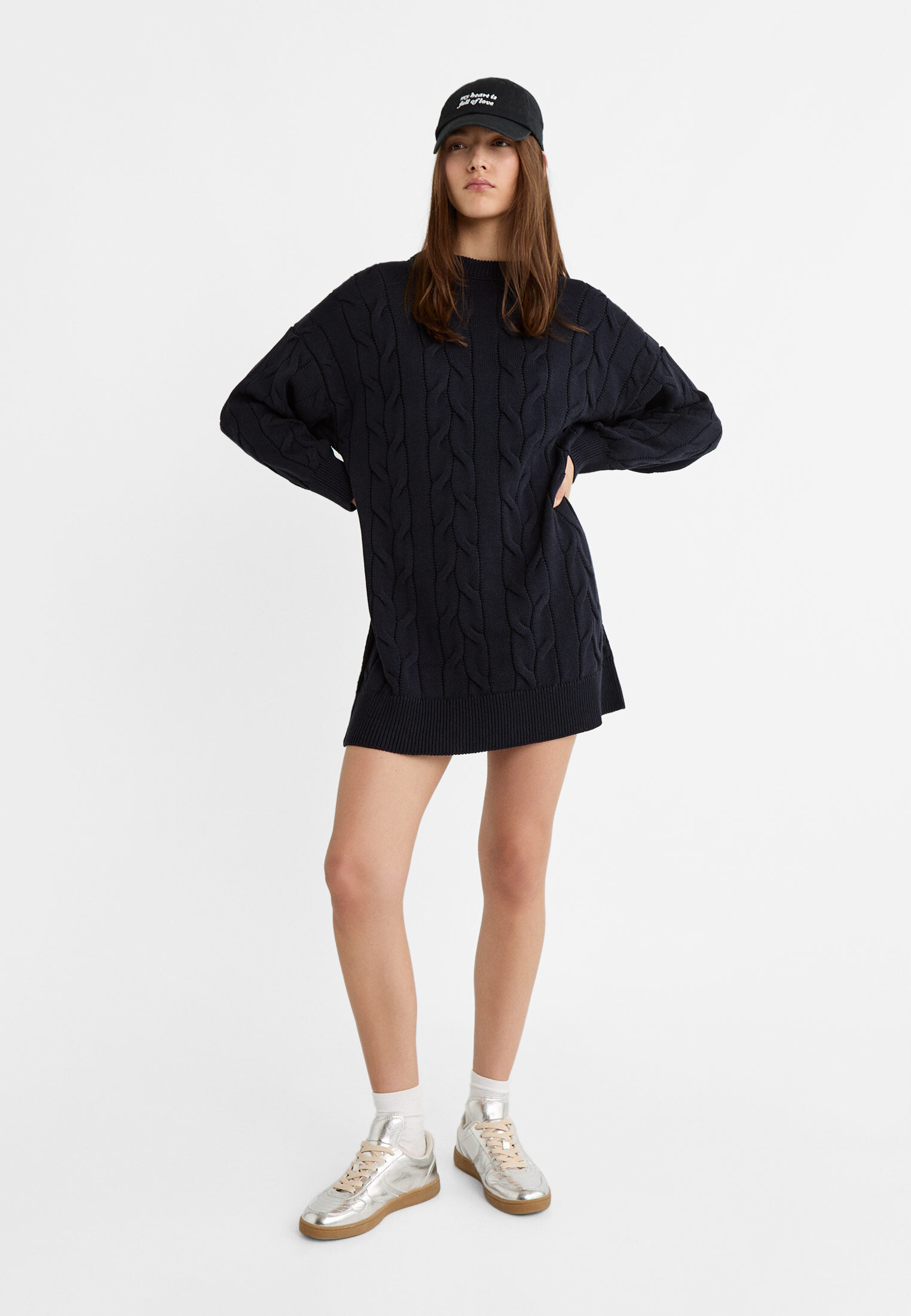 Oversized cable hotsell knit sweater dress