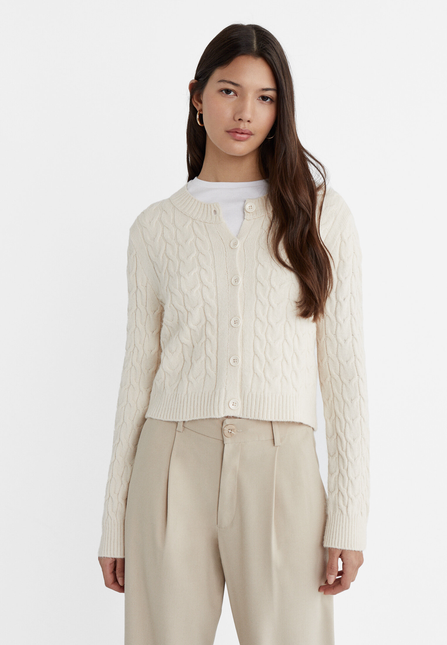 Soft-touch knit cardigan with buttons - Women's fashion 