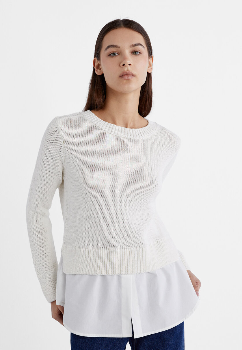 Knit shirt-style sweater