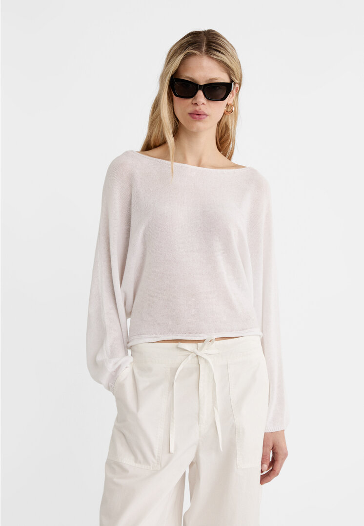 

Stradivarius Strickpullover mit Fledermausärmeln Ecru M