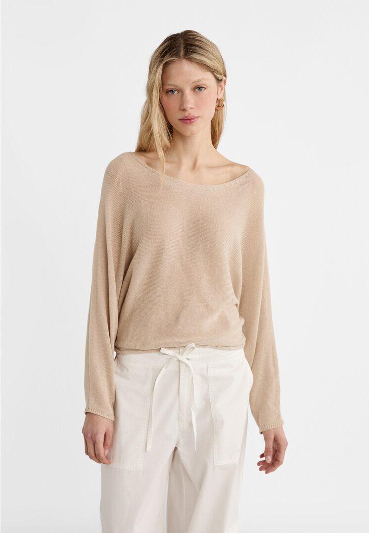 

Stradivarius Strickpullover mit Fledermausärmeln Steingrau M