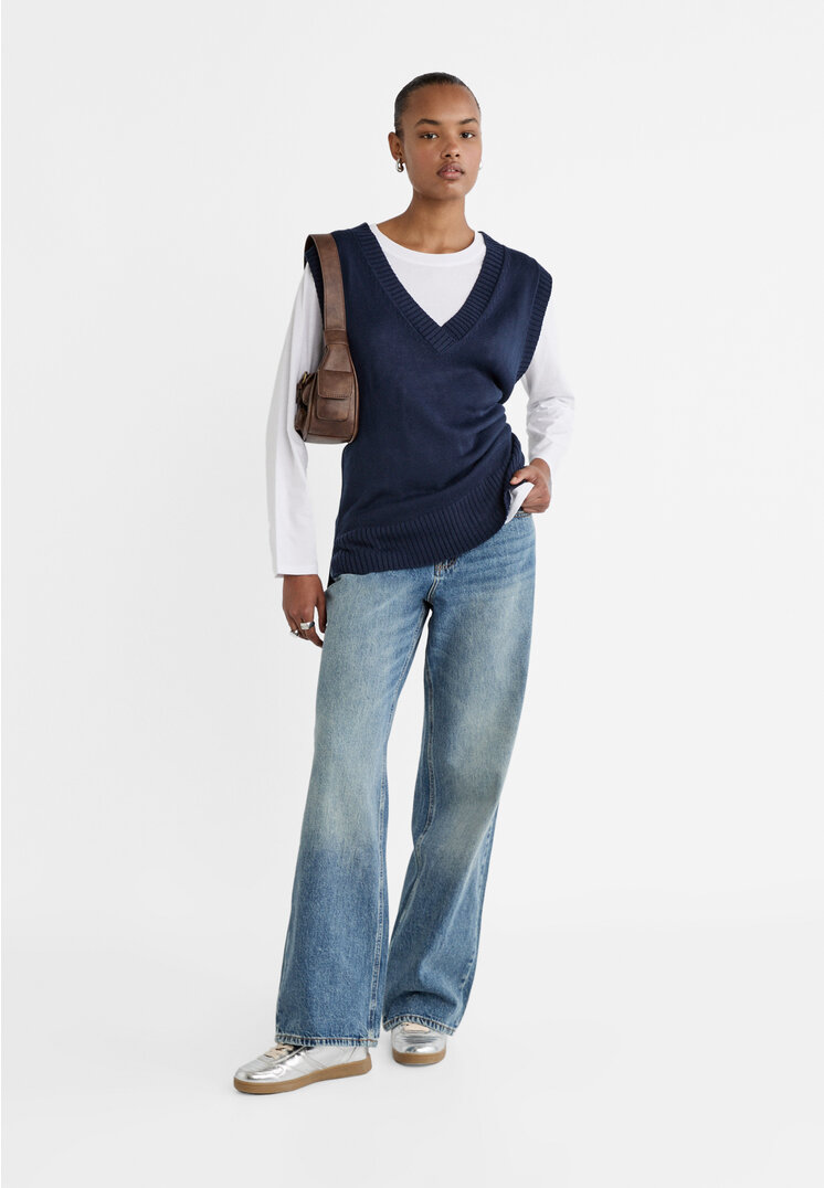 Stradivarius Gilet in maglia oversize  Azzurro mare M