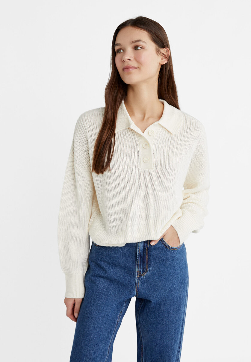 Pletený polo sveter