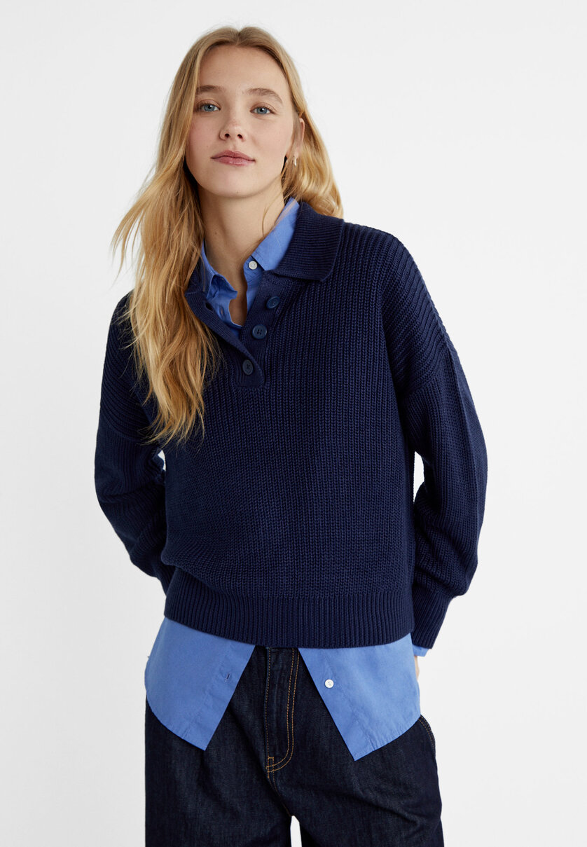 Pull stradivarius bleu hot sale