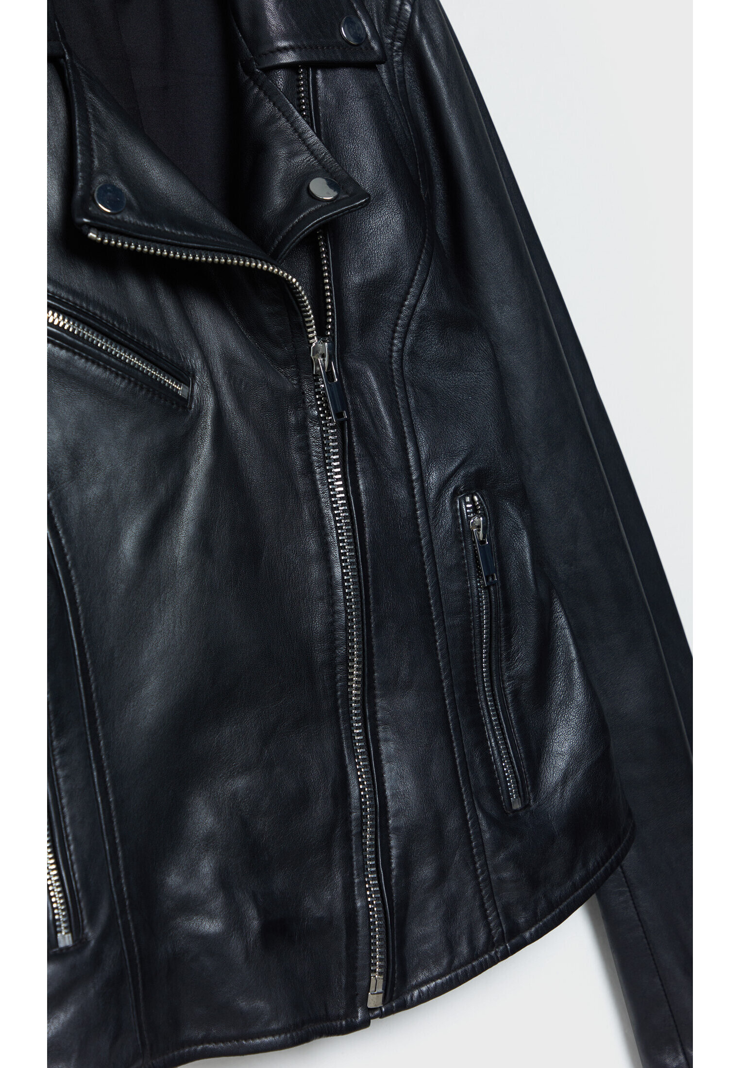 Stradivarius real leather biker on sale jacket