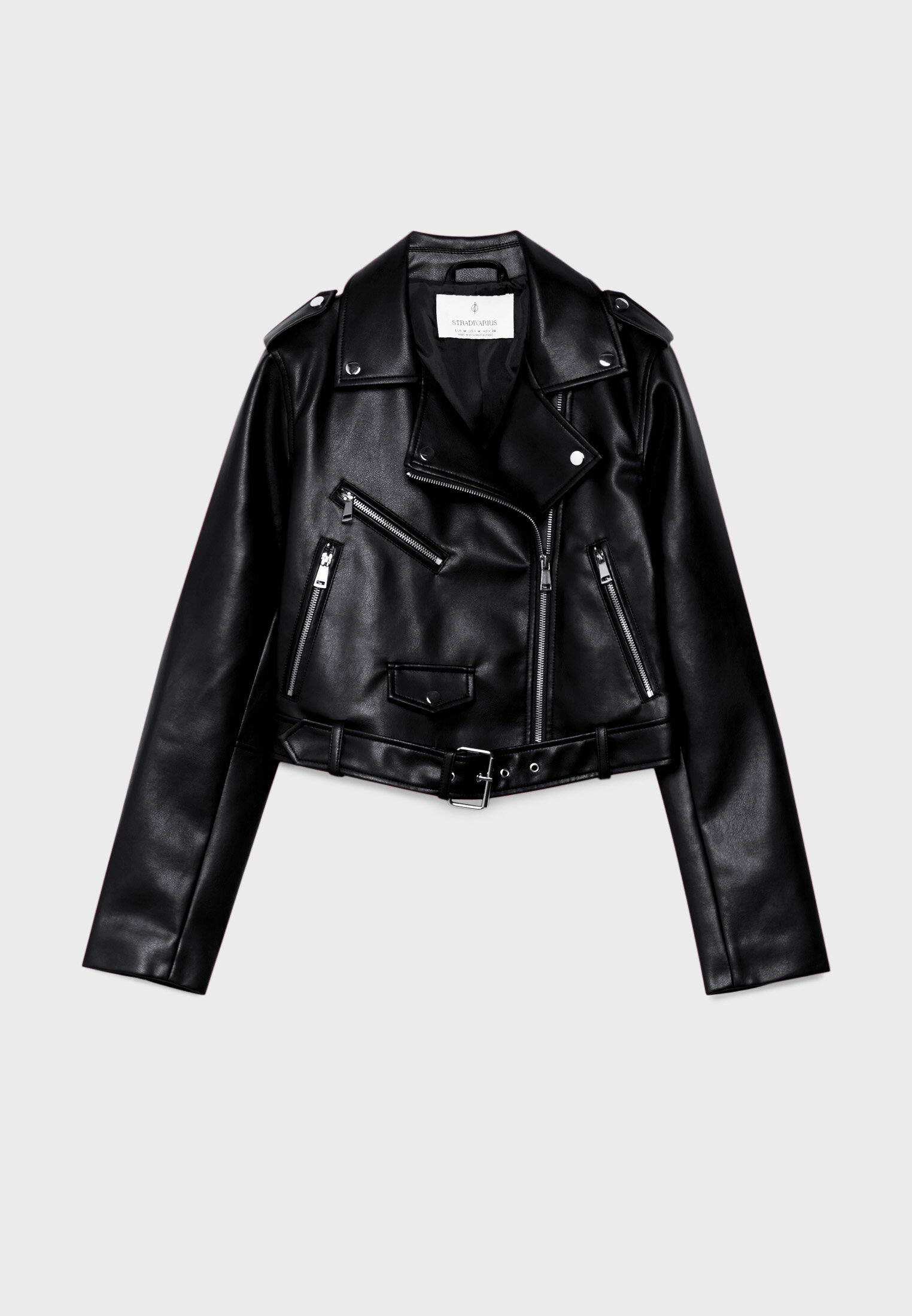 Oversized leather biker on sale jacket