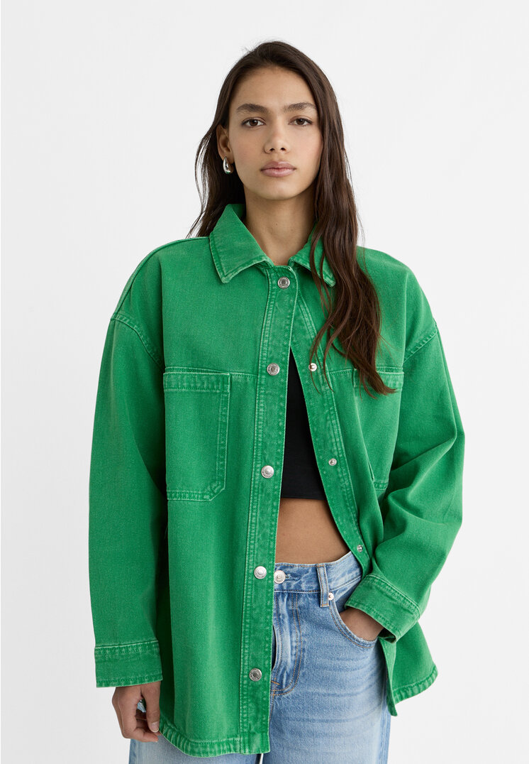 

Stradivarius Twillowa koszula wierzchnia oversize Zielony S