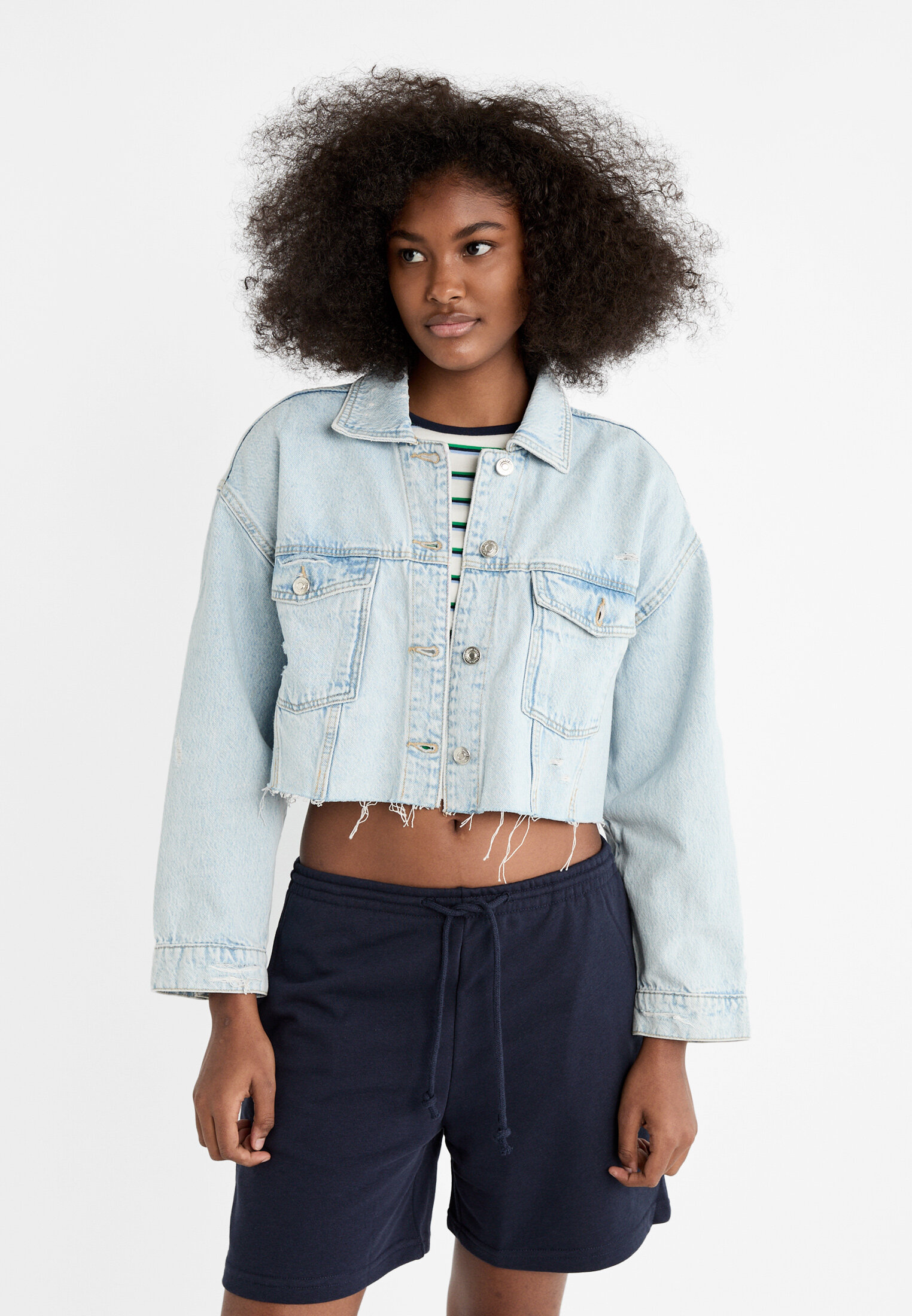 Short blue shop jean jacket