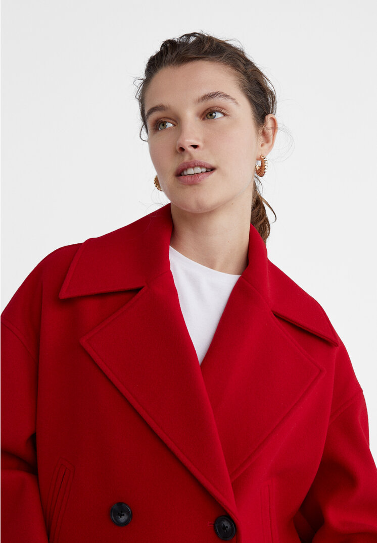 Stradivarius Short double-breasted coat  Red XS