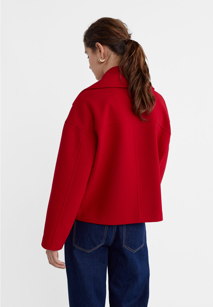 Stradivarius Short double-breasted coat  Red XS